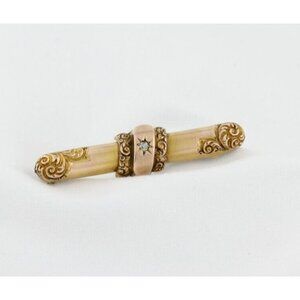 10k Yellow Gold Antique Art Nouveau Diamond Bar Pin